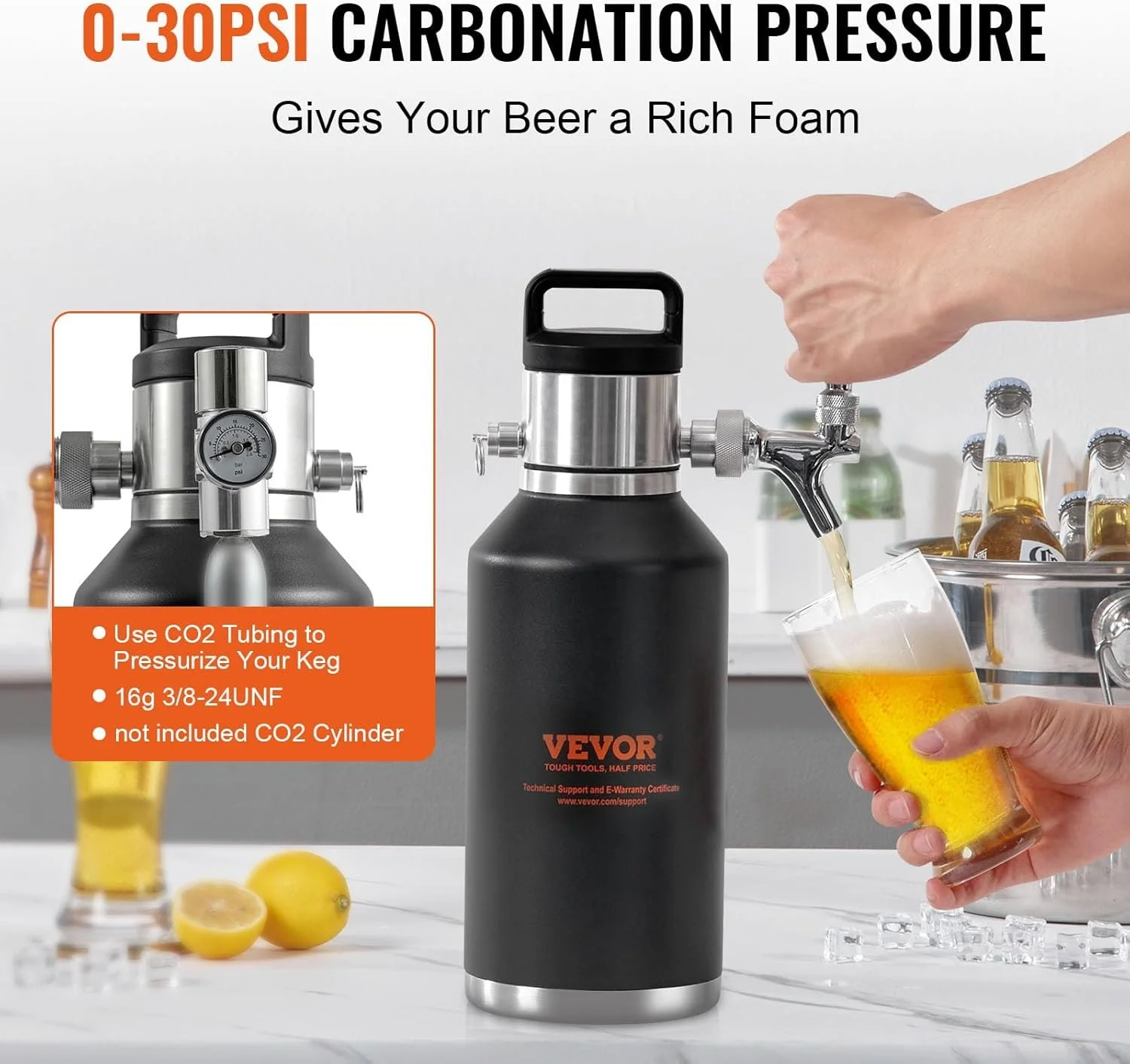 Система розливу пива VEVOR KIT BEER-22 1.89L Black, фото №2