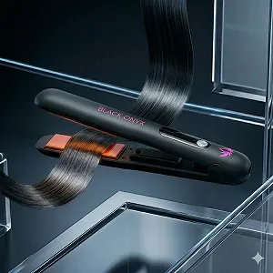 Выпрямитель для волос Black Onyx Anionic 2 в 1 Wireless 5000 мАч Ceramic Черный матовый synthetic.ua - Фото 1