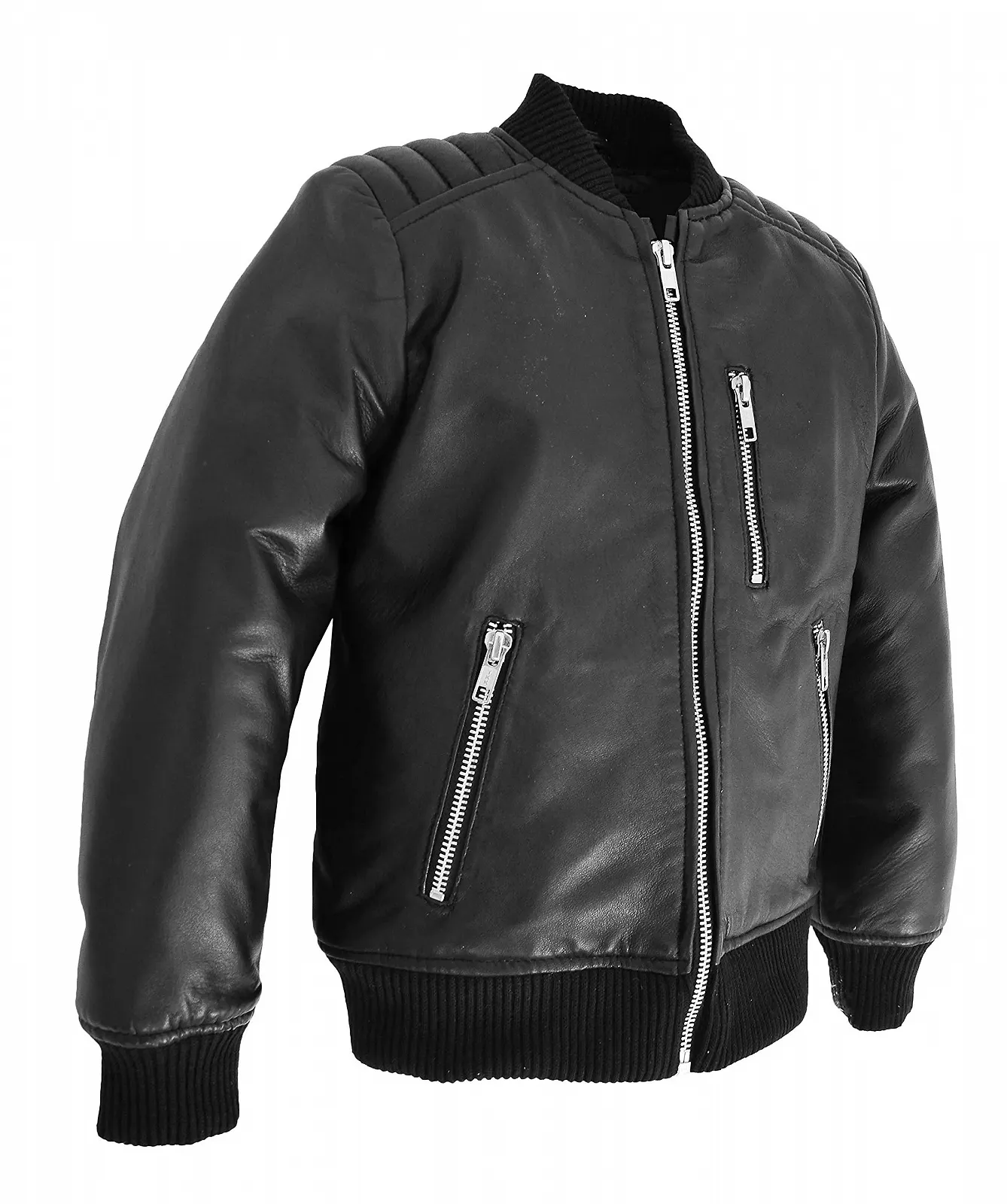 Куртка-бомбер Divergent Retail Кожаная Черный DR454, фото №3