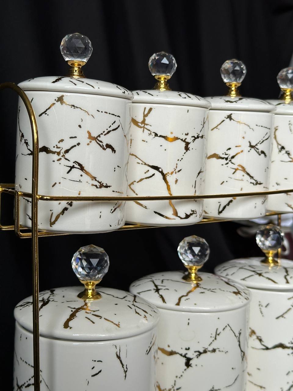 Набір для спецій на золотій підставці, фото №2