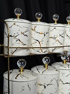 Набір для спецій на золотій підставці synthetic.ua - Фото 1