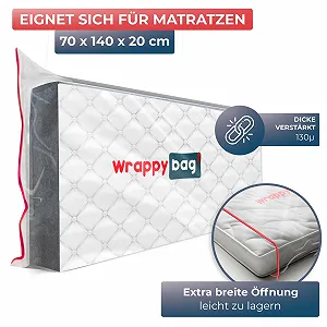 Чохол для матраца WRAPPYBAG пластиковий  водонепроникний та стійкий до розривів мішок для переїзду, зберігання та транспортування (70 x 140 см) synthetic.ua - Фото 1