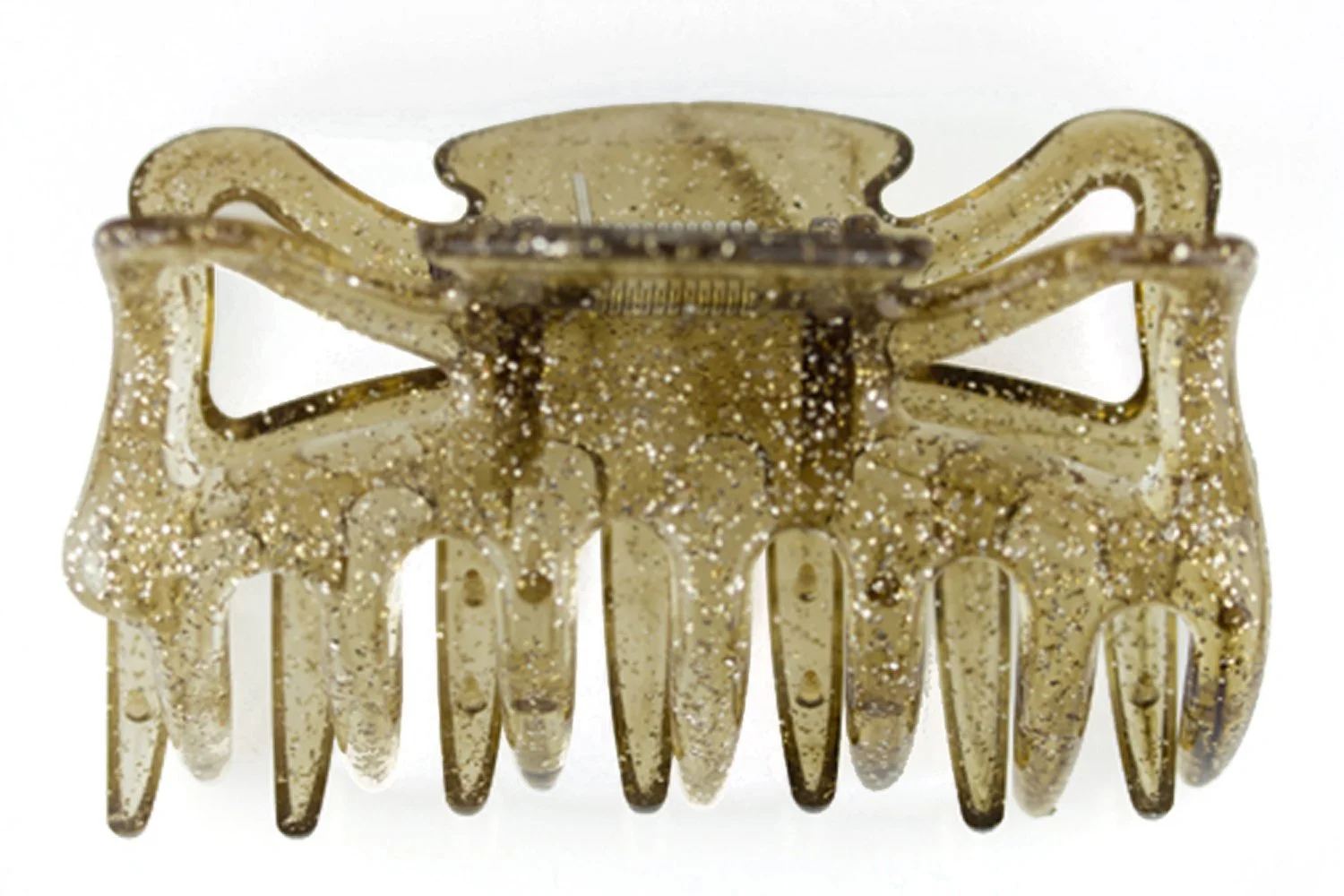 Заколка для волос WeLoveBeads большая Приблизительно 9 см Светло-янтарный с серебряными блестками, фото №1