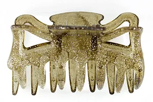 Заколка для волос WeLoveBeads большая Приблизительно 9 см Светло-янтарный с серебряными блестками - Фото 1