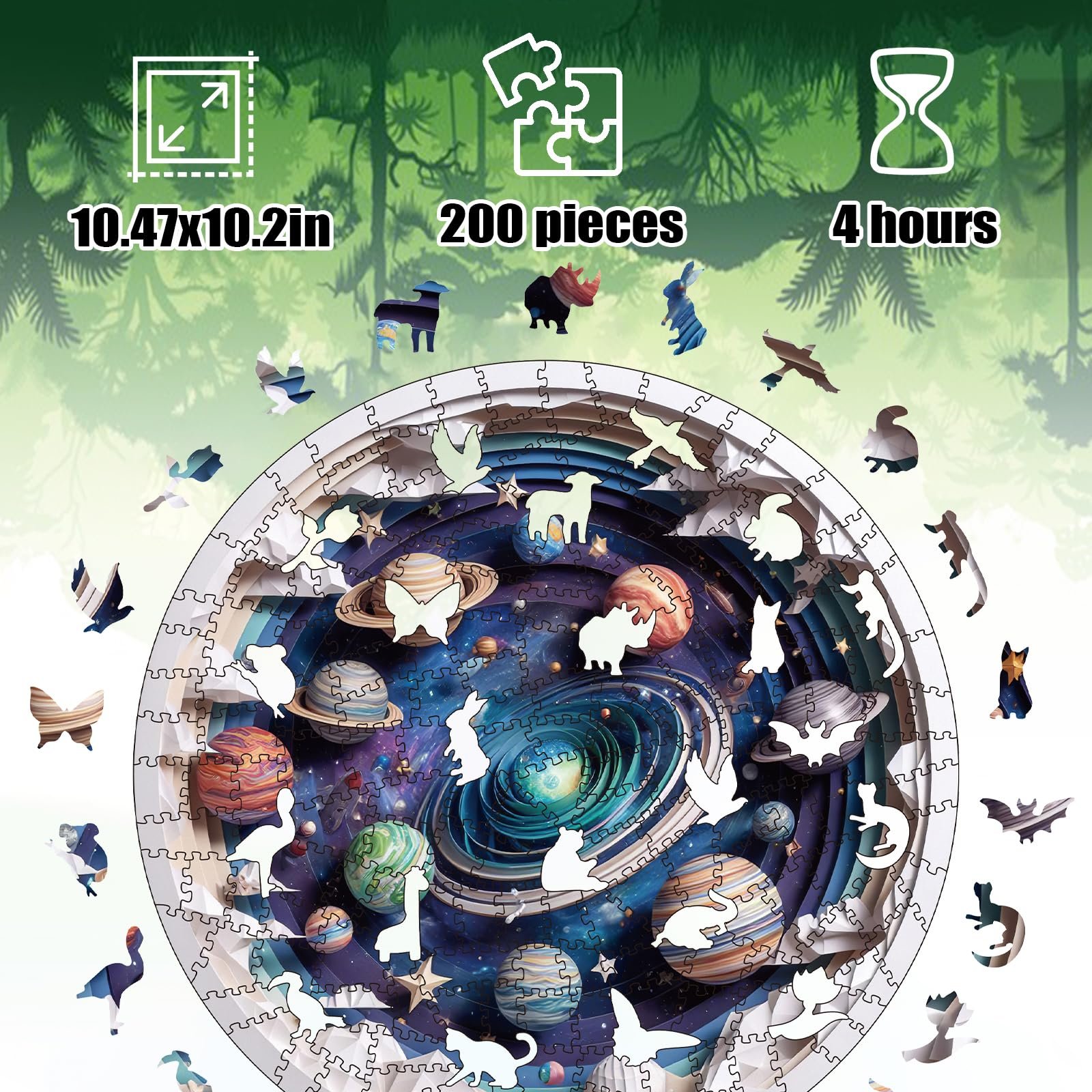 Деревянный пазл Planet 200 элементов Уникальная форма животных, фото №2 Деревянный пазл Planet 200 элементов Уникальная форма животных, фото №2