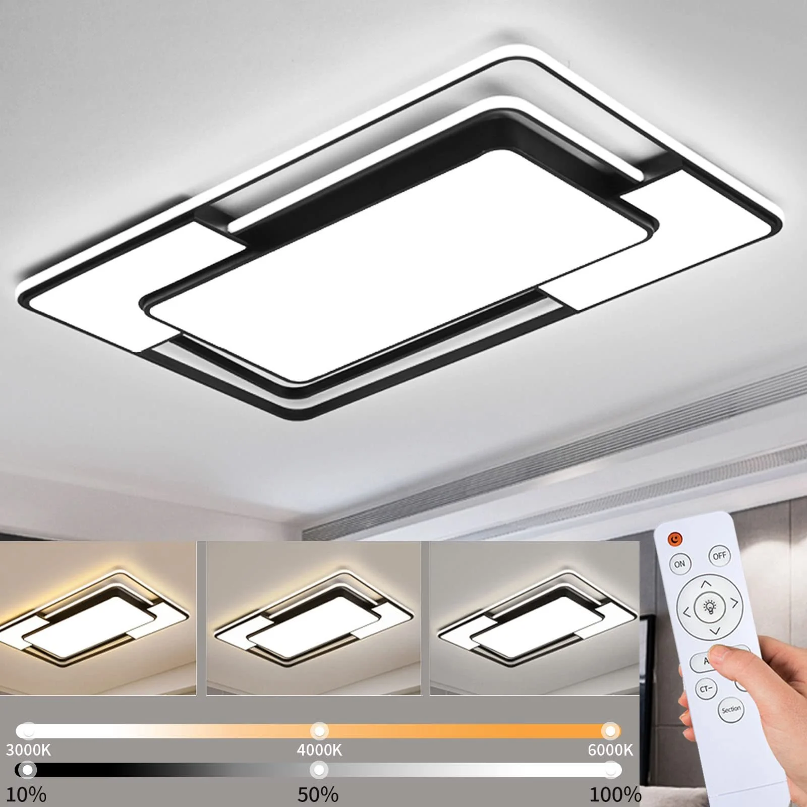 Світильник Style Home LED 150 Вт Змінний з Пультом ДУ Сучасний для Вітальні Спальні Дитячої Кімнати, фото №4