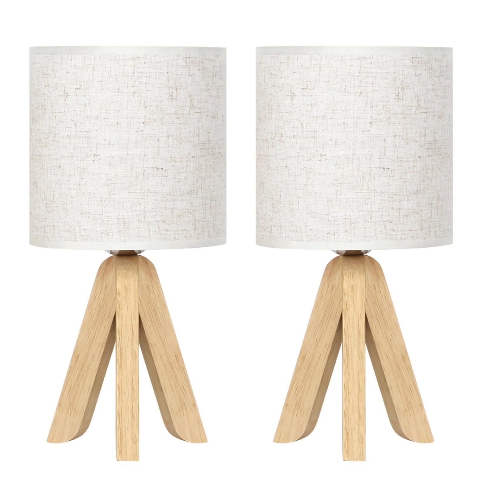 Настільна лампа LIANTRAL Набір з 2 шт. Трипод Тканинний абажур Дерев'яний каркас E27, фото №8