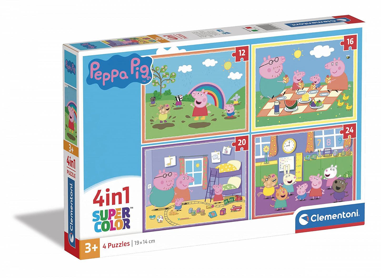 Пазл Clementoni Supercolor Puzzle 21516 Peppa Pig 4 в 1 12, 16, 20, 24 елементи від 3 років, фото №1