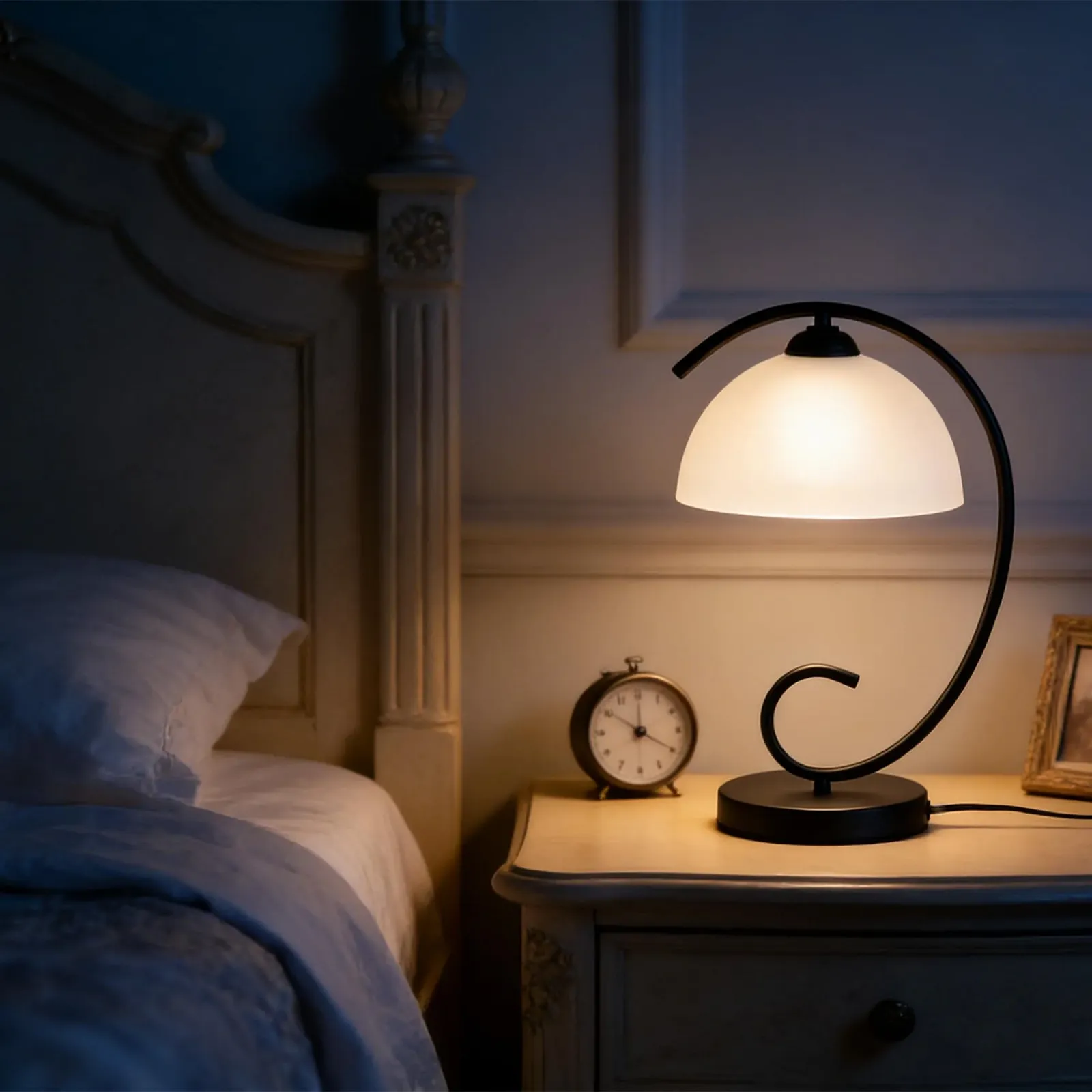 Настільна лампа Alighting з патроном E27 вінтажна металева висота 44.5 см Чорна, фото №6