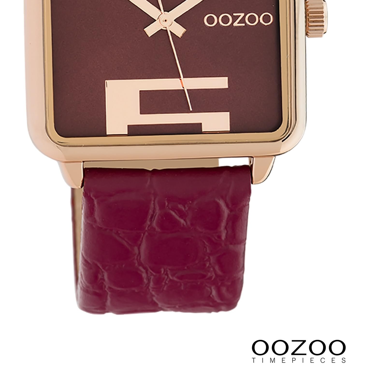 Часы Квадратные Oozoo C10368 Женские Ремешок Кожаный 28 x 28 мм Красный/Красный, Золотой красный, Ремешок, фото №3