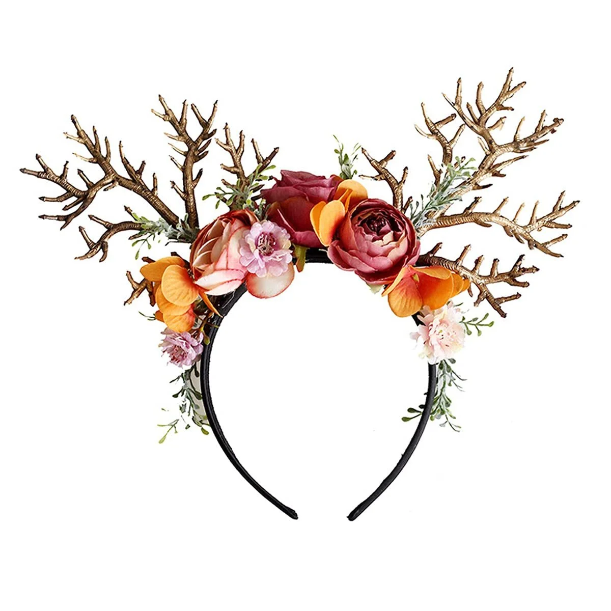 Обруч Рождественский Рожки с Цветами, фото №1