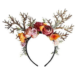 Обруч Рождественский Рожки с Цветами - Фото 1