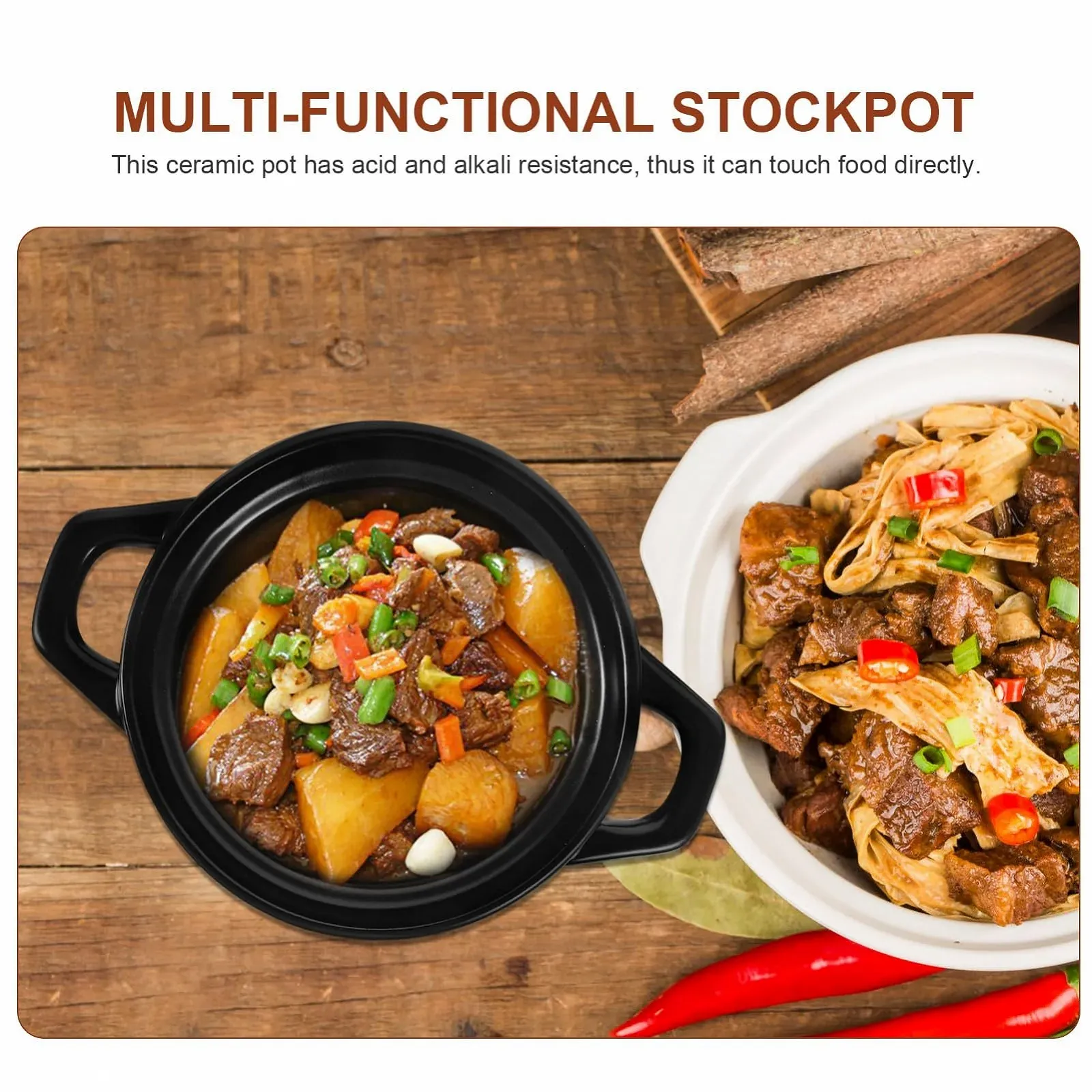 Кастрюля GALPADA керамическая многофункциональная с ручкой и крышкой, фото №9