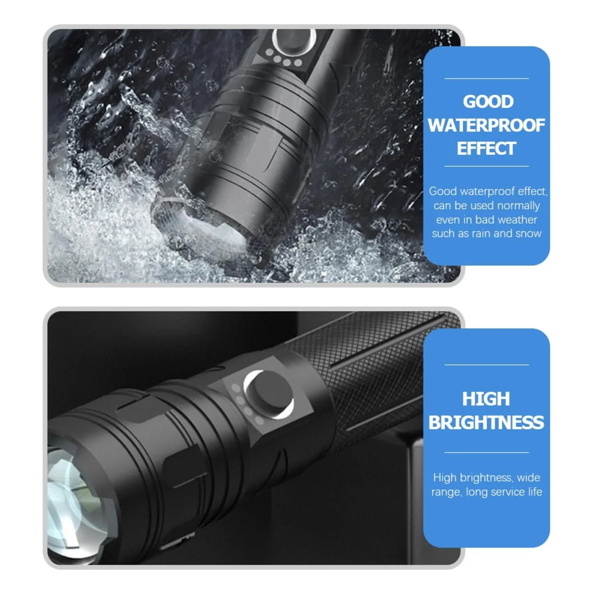 Ліхтарик HEMOTON з сильним світлом Маленький яскравий світлодіодний ліхтарик-ручка P50, фото №2