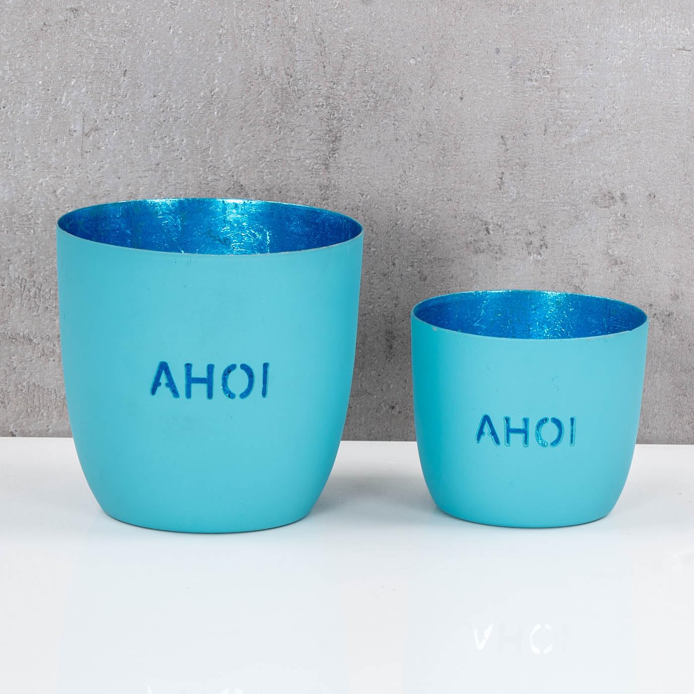 Набір Ахой Ліхтарик Металевий Блакитний свічник 2 шт., фото №3