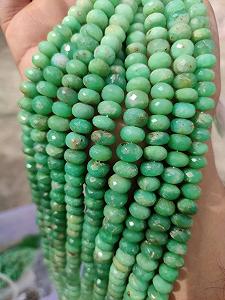 Круглые бусины Хризопраз граненые 8-9 мм, нить длиной 25 см, камень для ожерелья и браслета - Фото 1