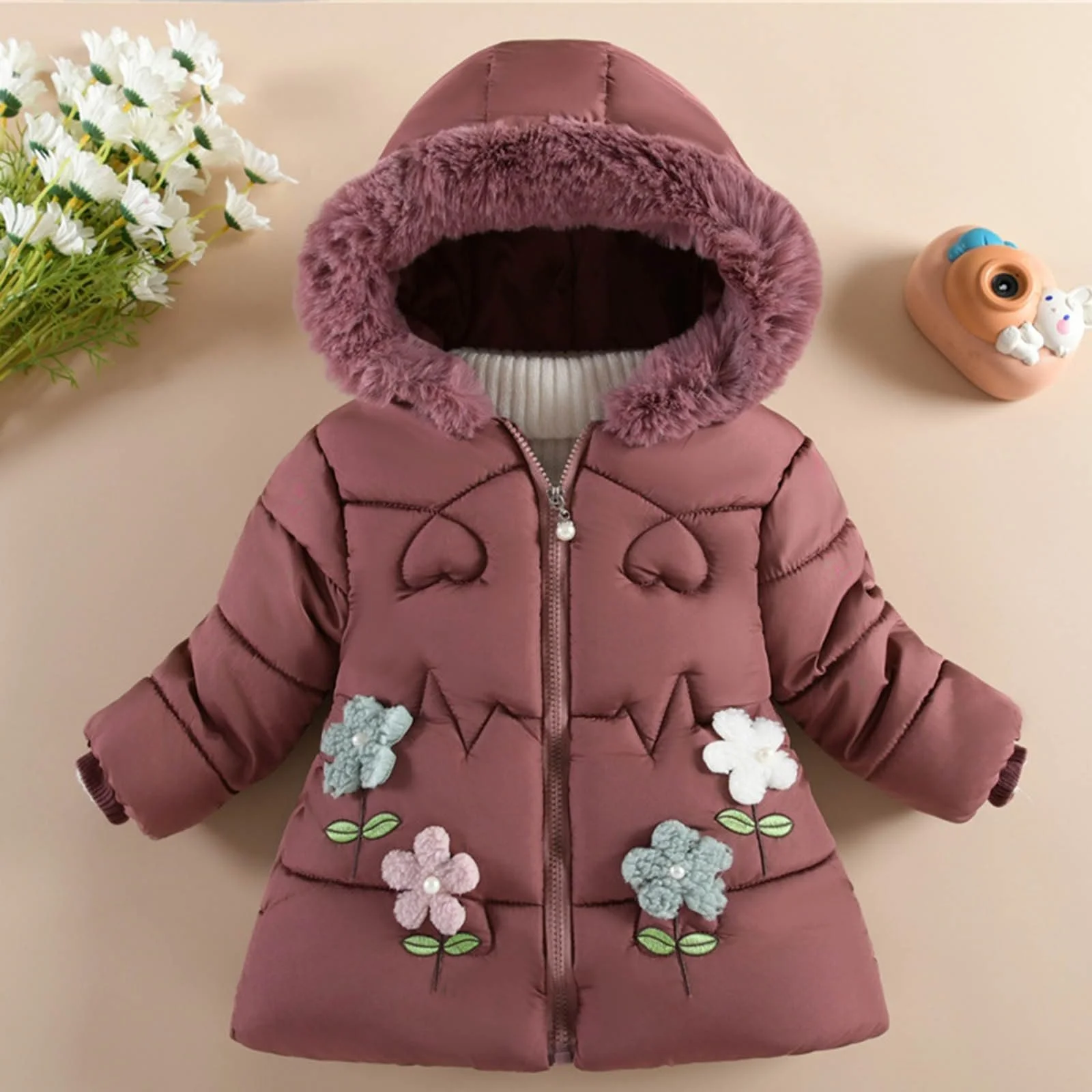 Зимняя Куртка для Девочки, Утепленная Куртка, Детская Зимняя Куртка, Пуховик с Капюшоном, Ветрозащитная, На Молнии, Легкая Хлопковая Куртка, Пуховик, фото №3