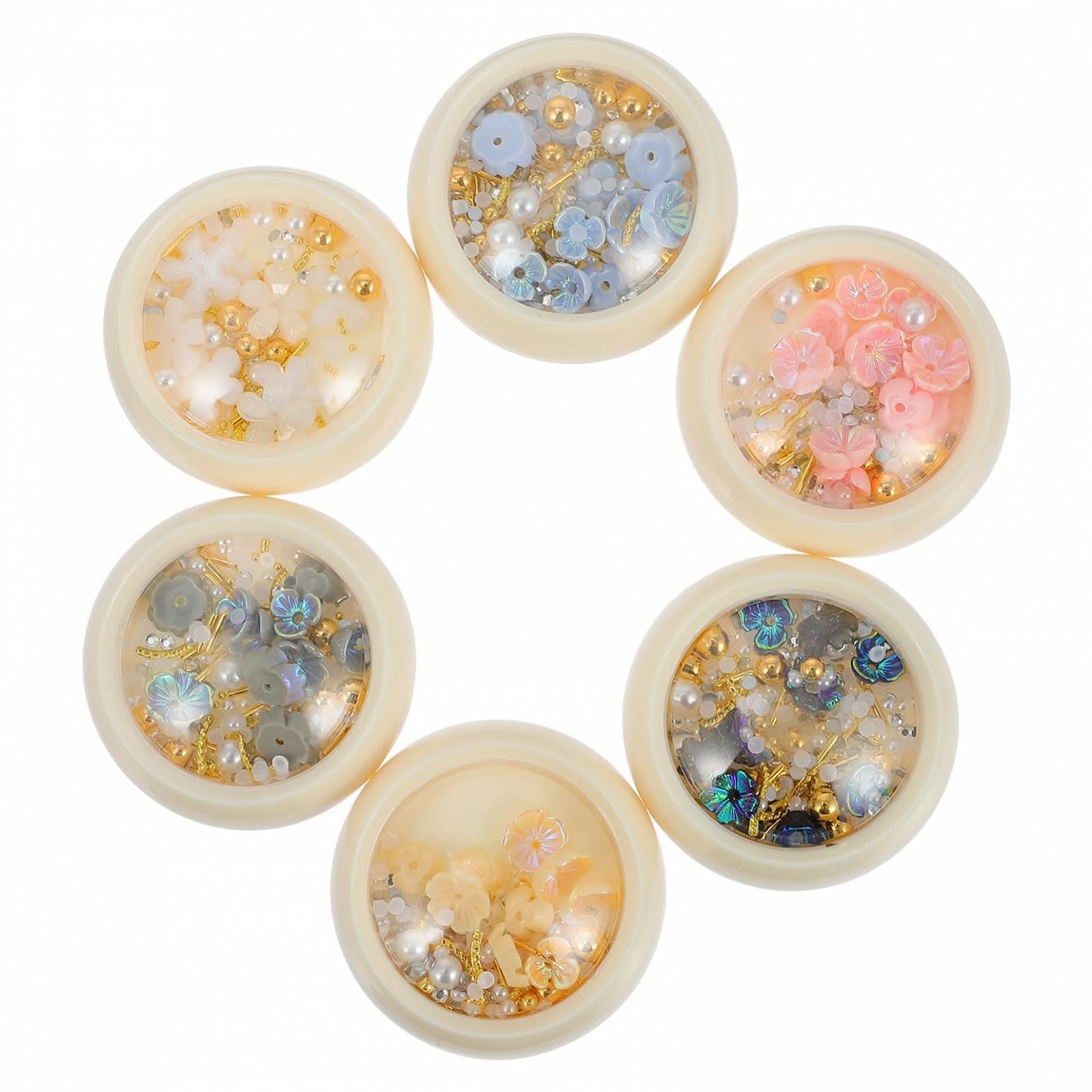 Набор для ногтей WOONEKY Бисер для ногтей, кристаллы, смола, 6 коробок, фото №1