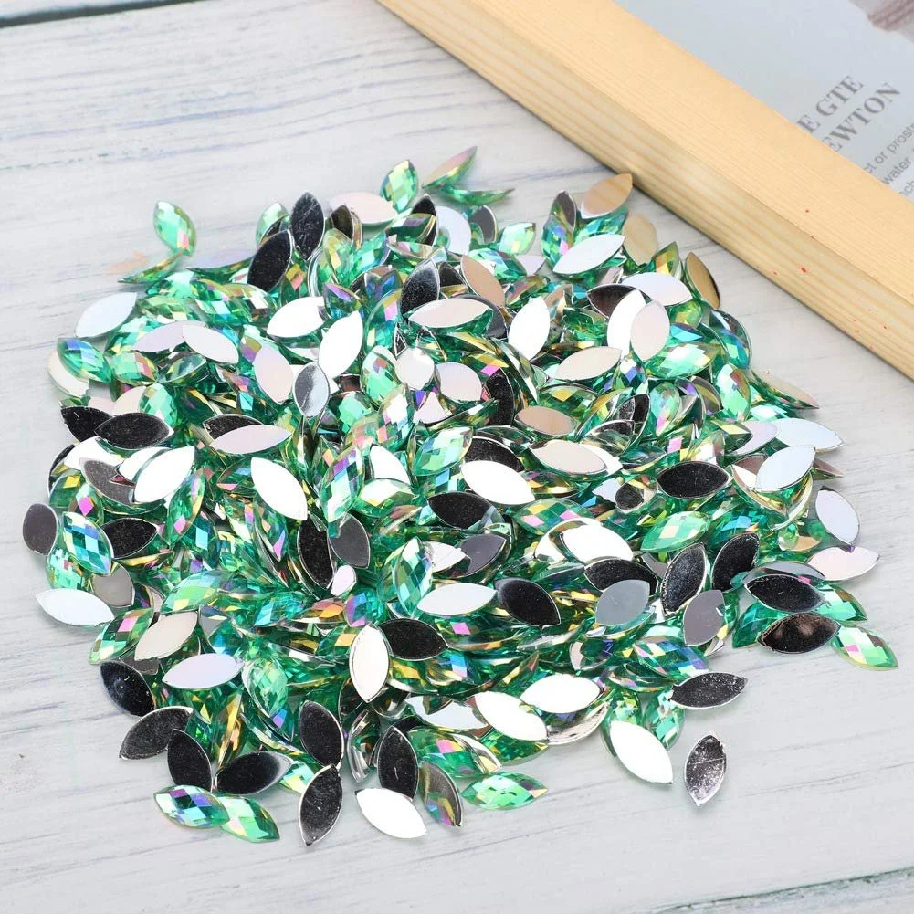 Стразы Конский глаз AB цвета, Стразы для ногтей, Блестящие стразы с плоской задней частью, Акриловые аксессуары для DIY украшений, фото №9