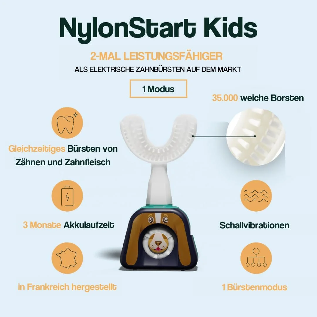 Электрическая зубная щетка Y-Brush Kids NylonStart Set Синяя, фото №4