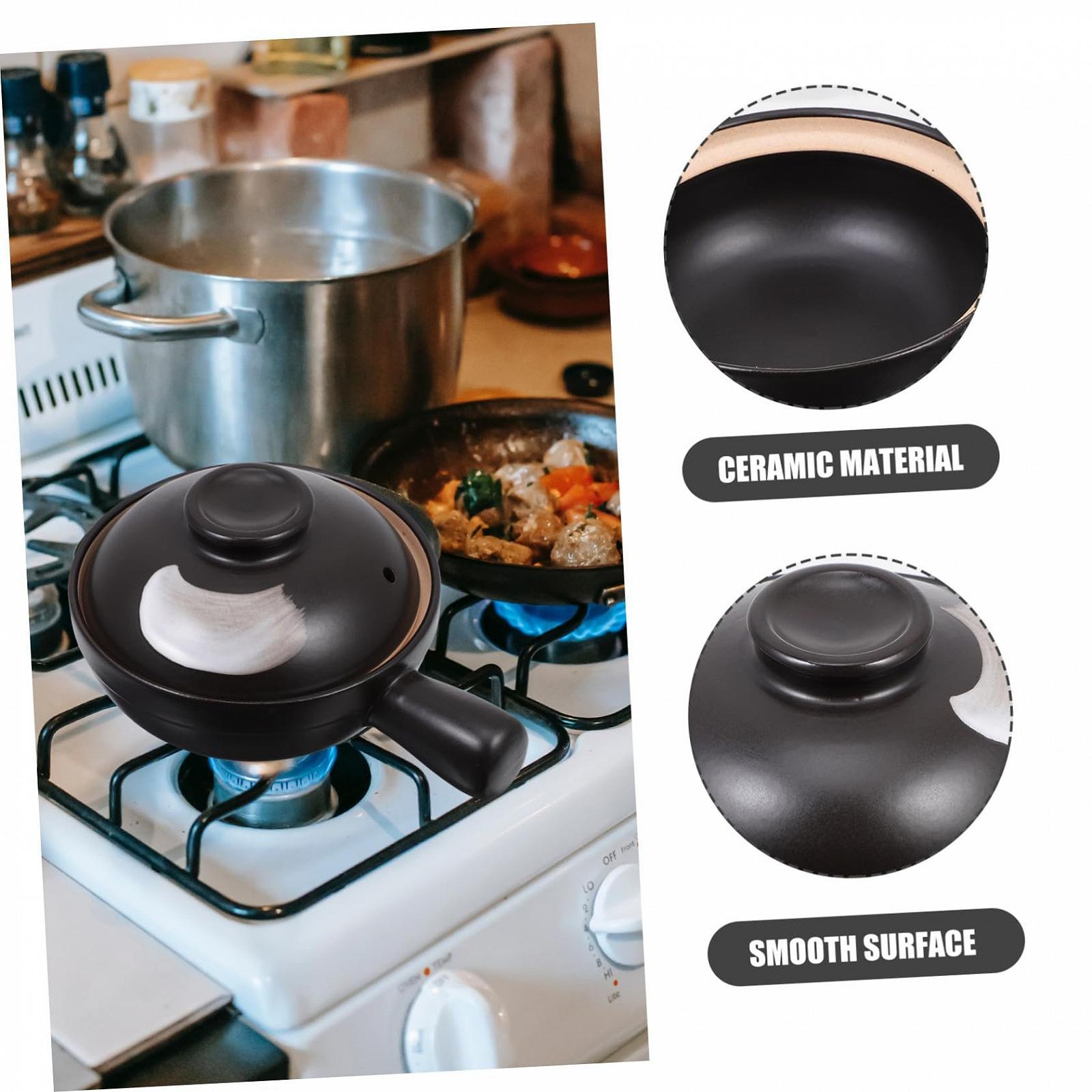 Кастрюля для супа NOLITOY Керамическая с одной ручкой и крышкой Белая, фото №3