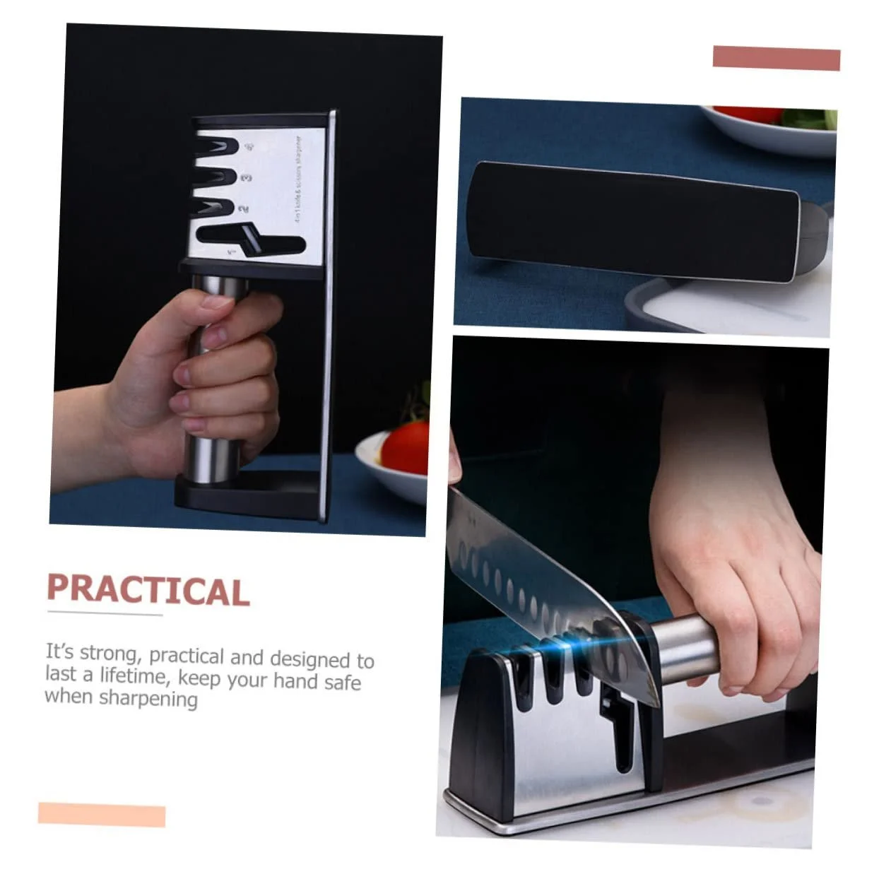 Точилка для ножів та ножиць VALICLUD ручна ергономічна безпечна, фото №6