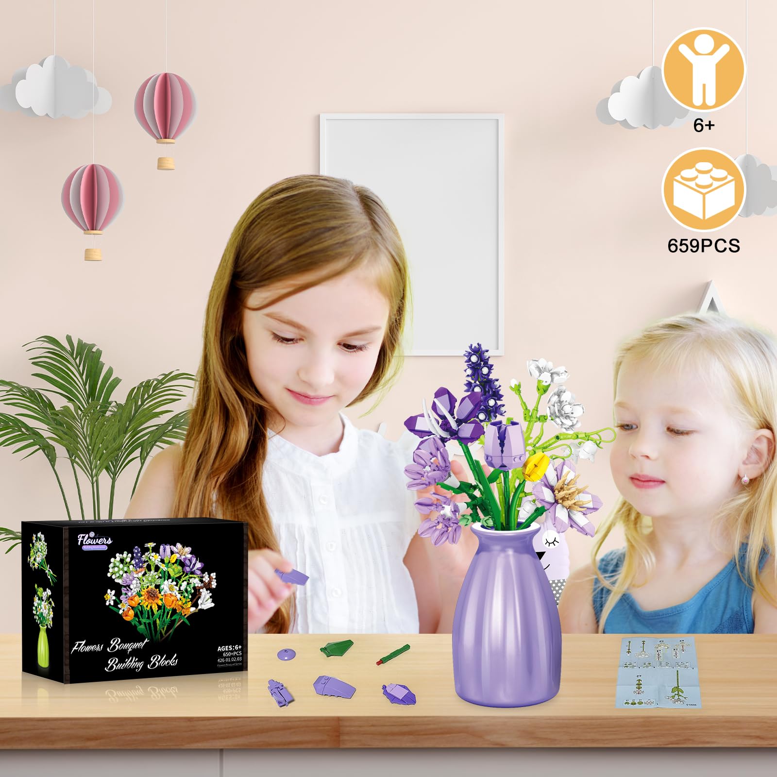 Конструктор JDMDKB Flower Set Декор Квітковий набір 659 шт., фото №5