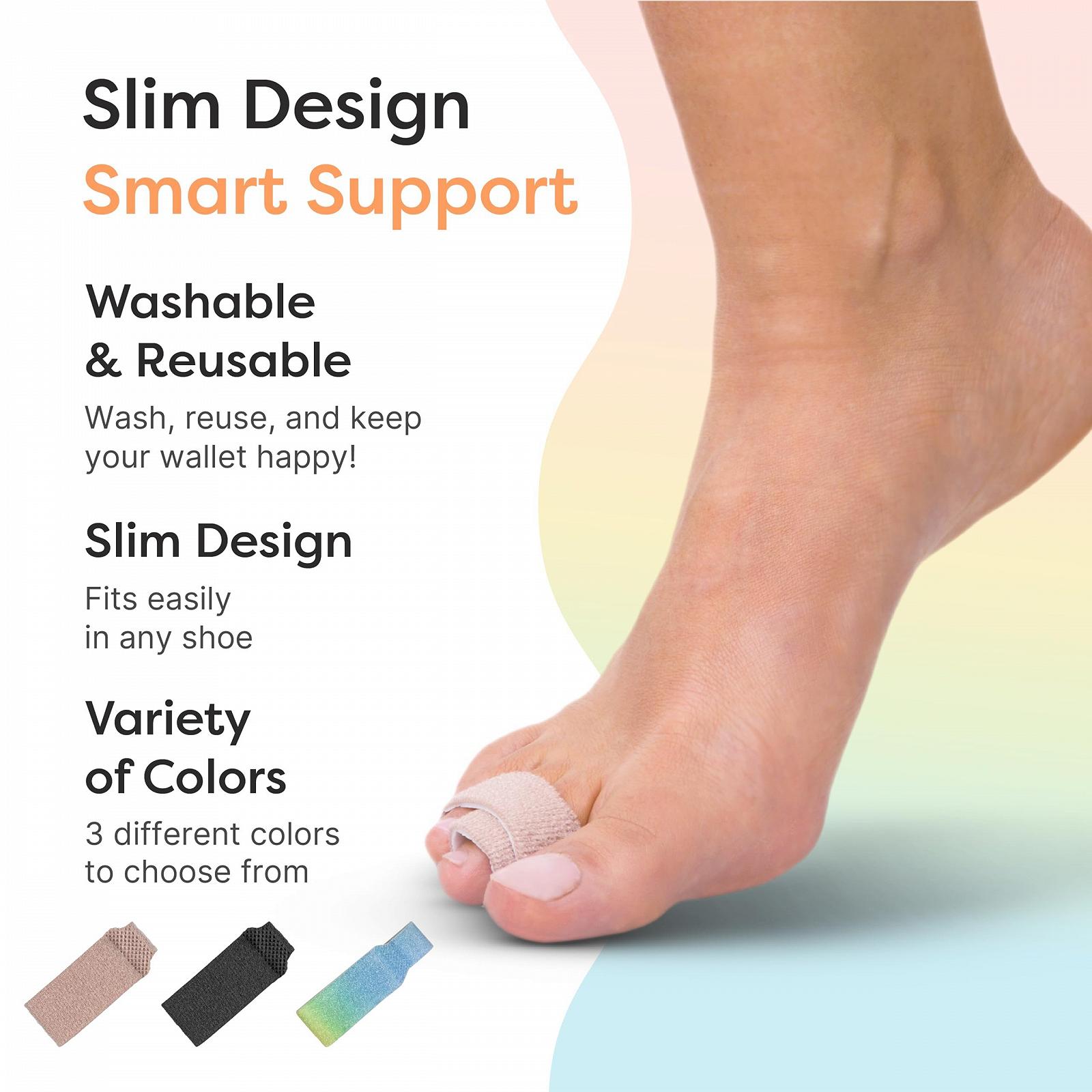 Бинт для пальців ніг ZenToes Тканинні пов'язки для зрощування пальців багаторазового використання для зламаних пальців 8 шт, бежевий, фото №5