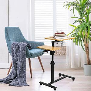 Компьютерный стол с регулировкой высоты, многофункциональный, для дома/офиса/спальни, отделка из натурального дерева, 70 x 44 x 65/95 см synthetic.ua - Фото 1