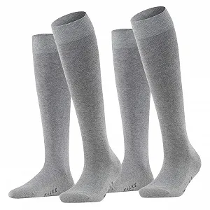 Женские гольфы FALKE Family KH, 2 пары, мягкий хлопок, светло-серый меланж (3399) - Фото 1