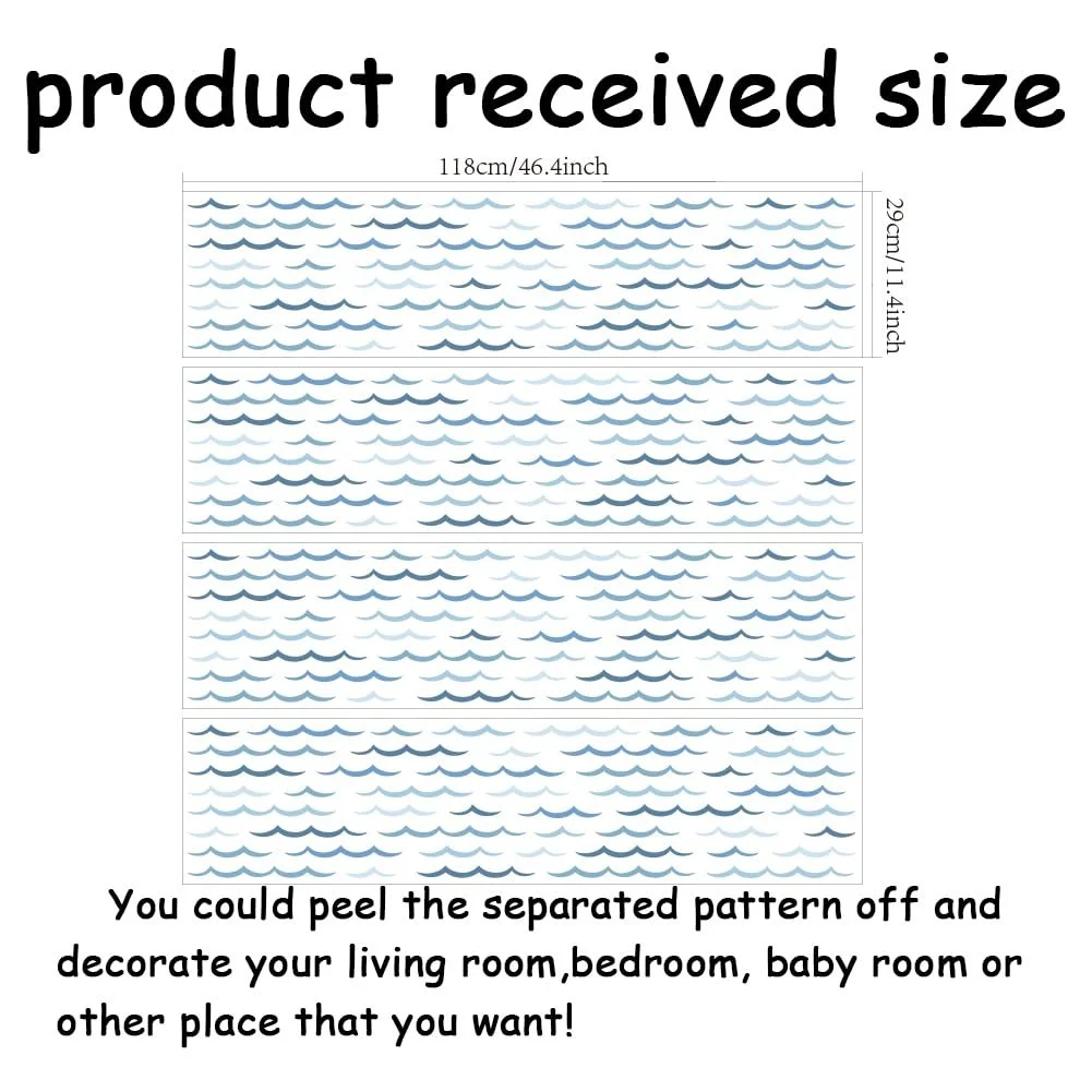 Наклейки на стіну SUPERDANT Blue Ocean Waves 4 листи 118 x 116 см, фото №2 Наклейки на стіну SUPERDANT Blue Ocean Waves 4 листи 118 x 116 см, фото №2