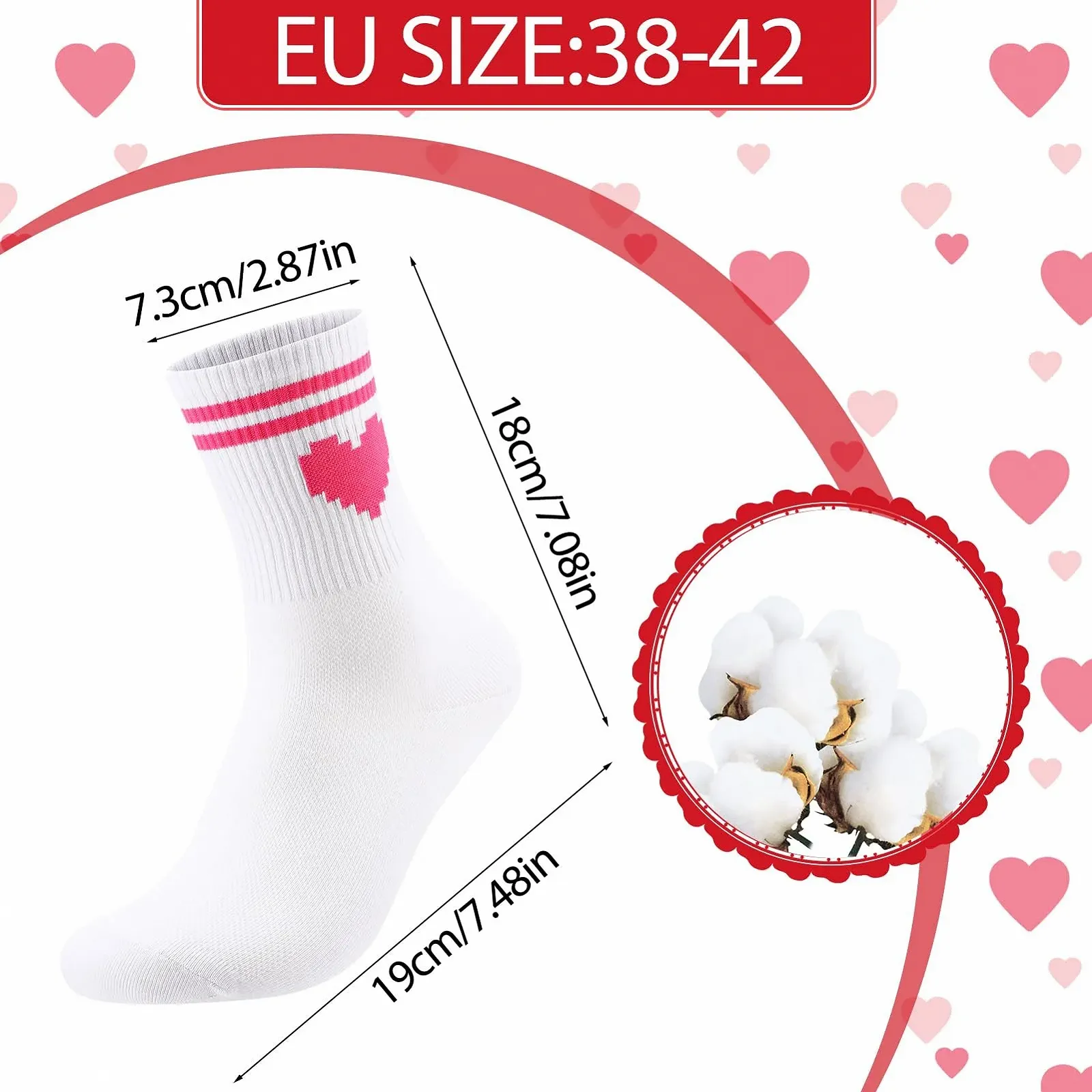 Тенісні шкарпетки з сердечками 6 пар Жіночі Чоловічі 38-42, фото №7