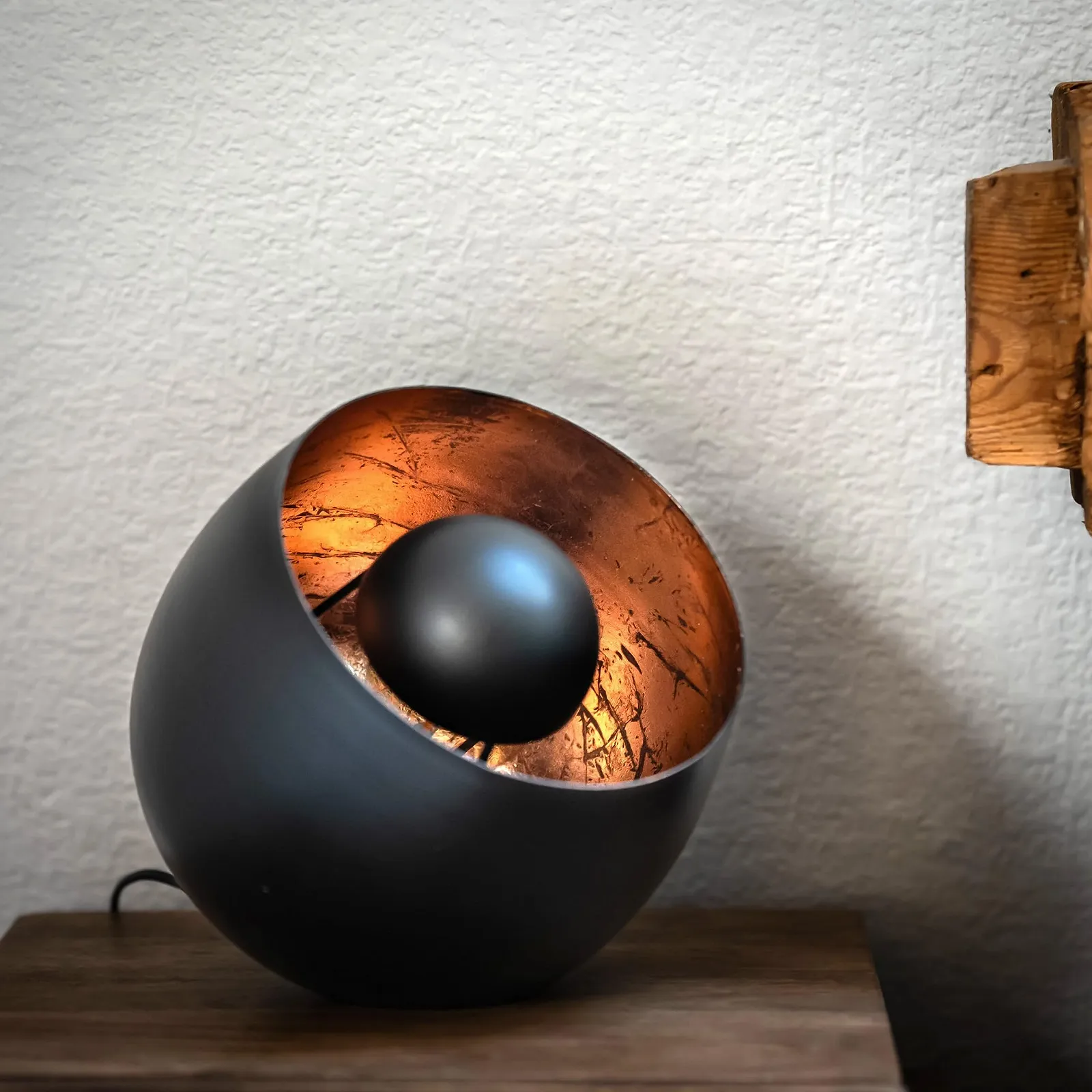 Настільна лампа ZEYA Black Copper Metal Діаметр 23 см E27 Max 40 W Чорна, фото №4