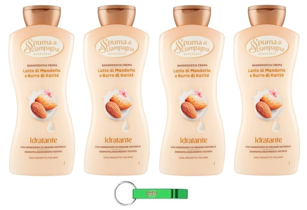 Гель-крем для душу Spuma di Sciampagna Bagnodoccia Crema Idratante з мигдальним молочком і маслом ши 4 x 650 мл, фото №1