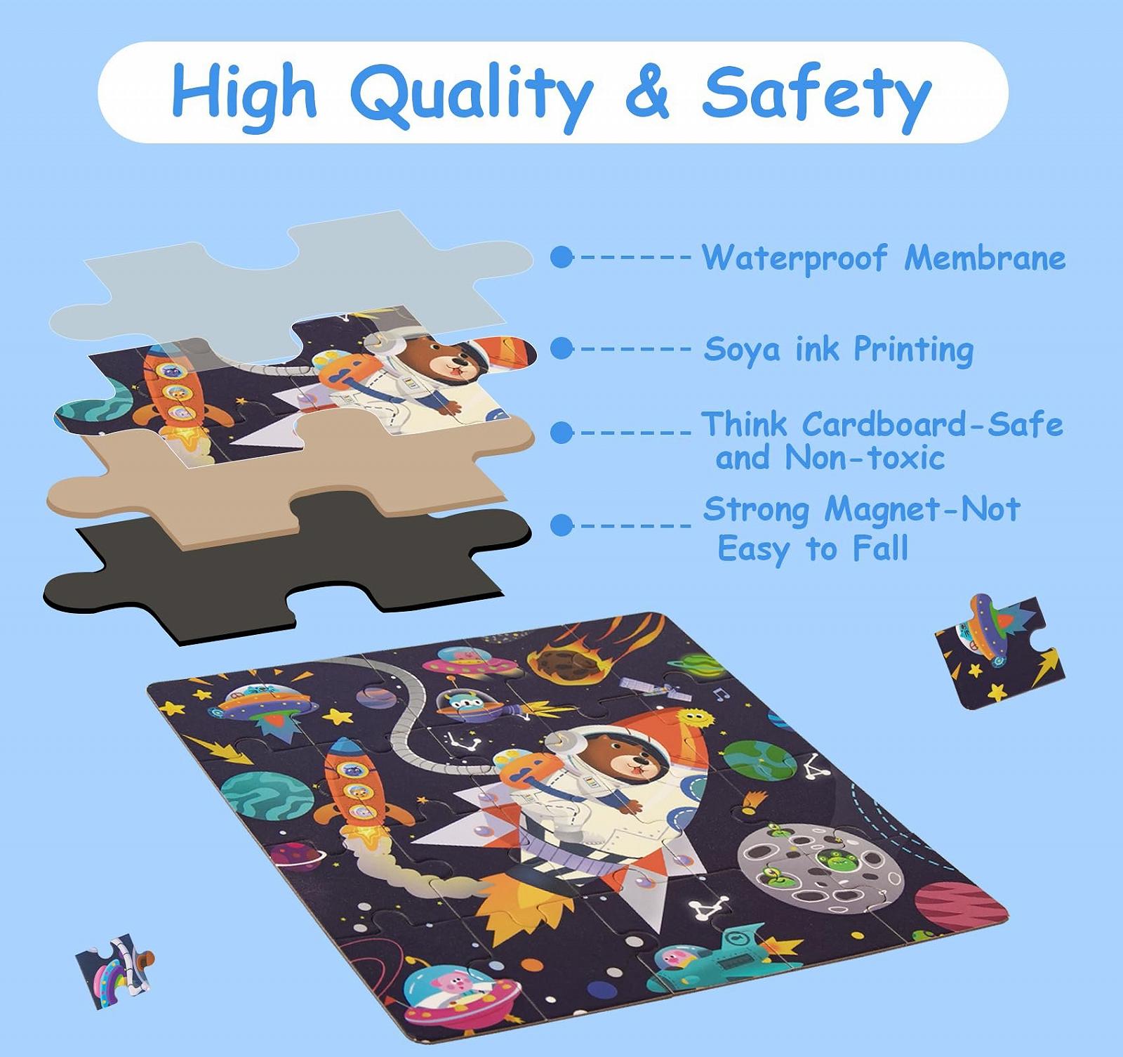 Магнітний пазл Homewit Космос 3-в-1 75 елементів 20-25-30 деталей, фото №3