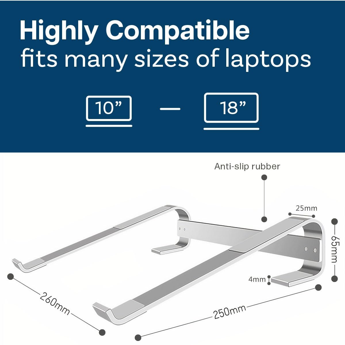 Підставка для ноутбука MMOBIEL Універсальна 10-18 дюймів Алюміній, фото №4
