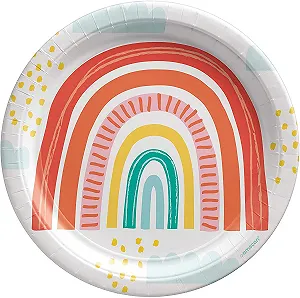 Набір посуду для вечірки Ретро Райдуга, з тарілками, стаканчиками, серветками та прикрасами synthetic.ua - Фото 1