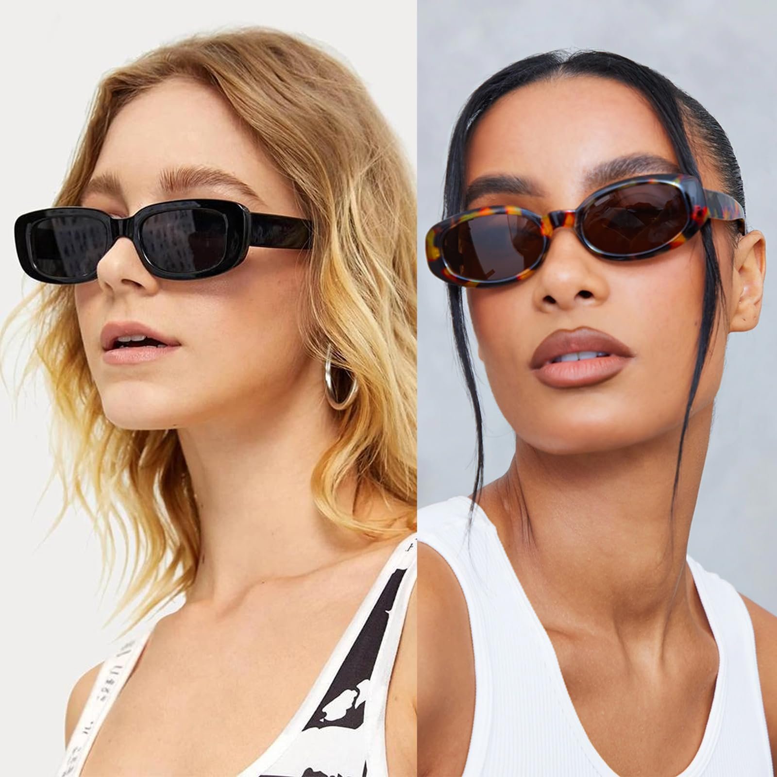 Сонцезахисні Окуляри DKDDSSS Вінтажні Прямокутні UV400 Різнокольорові, Набір з 5 штук, фото №6