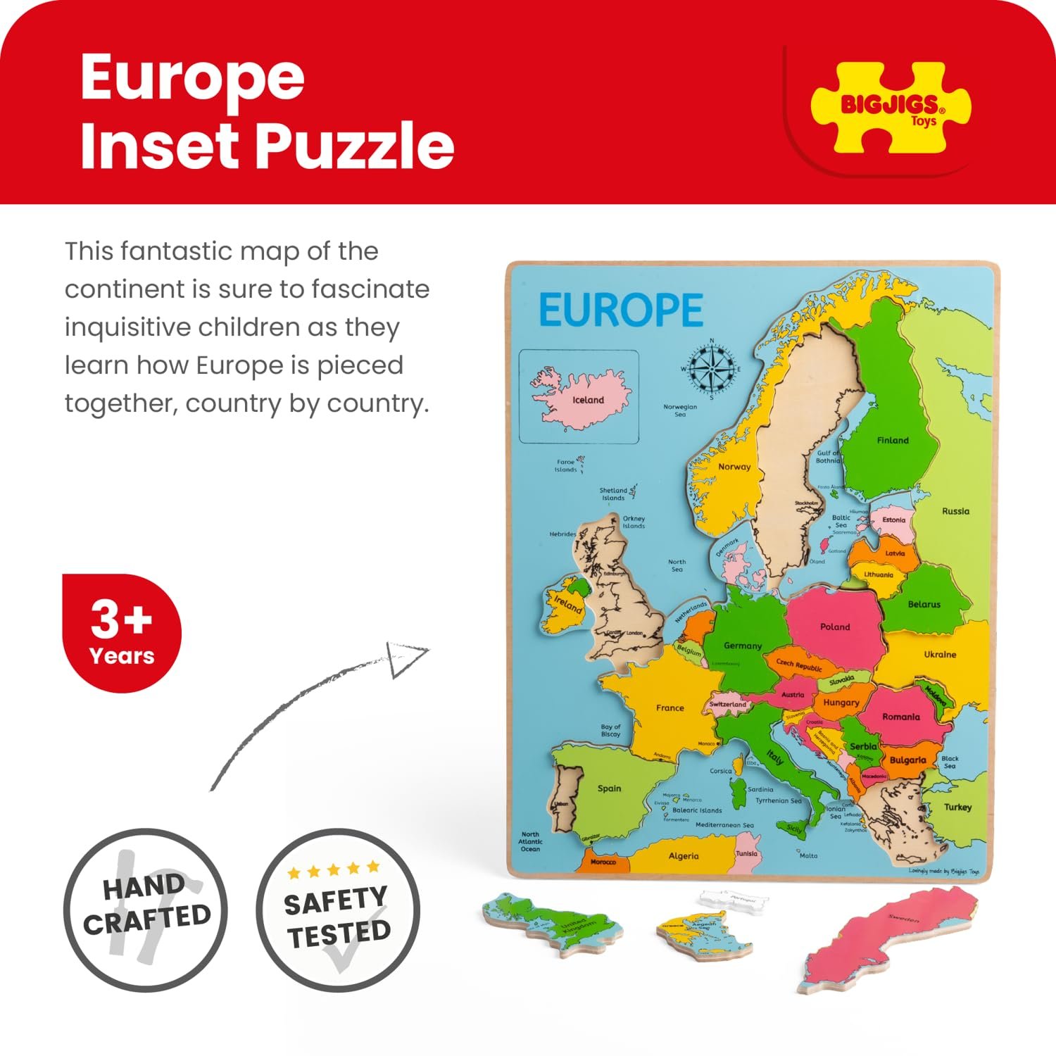 Пазл Bigjigs Toys Map of Europe 25 элементов, фото №2