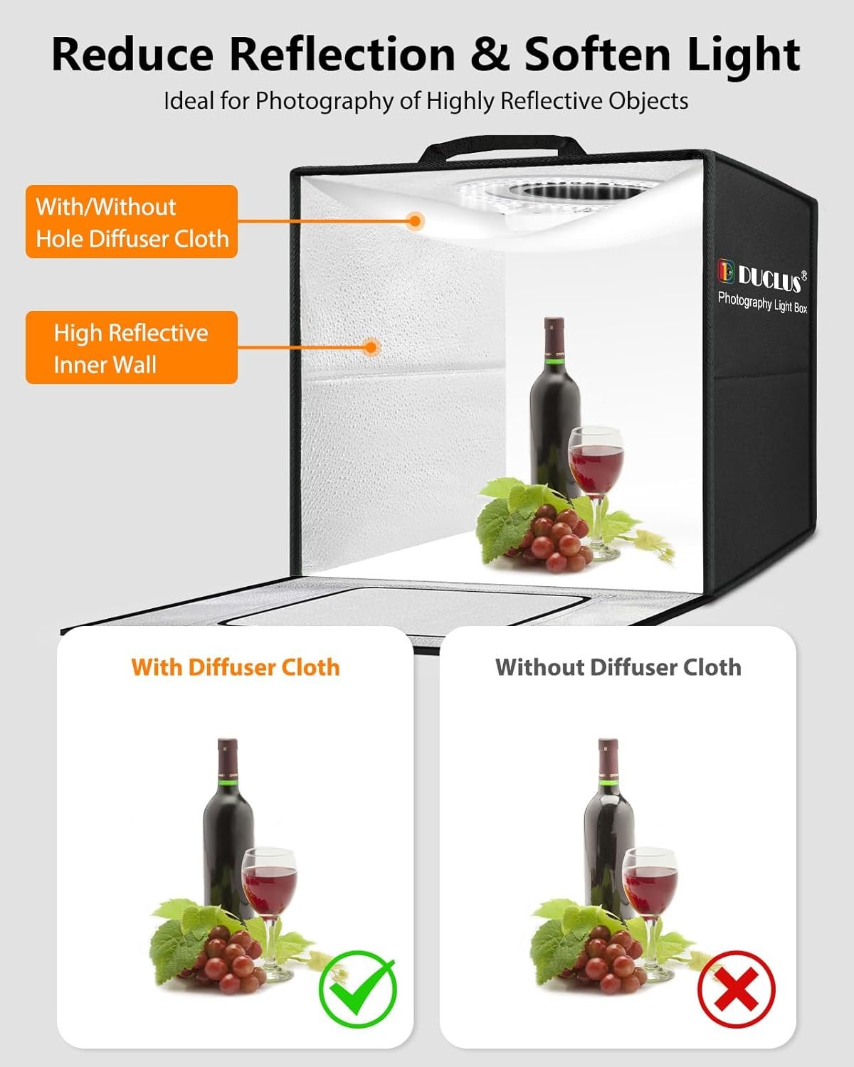 Професійний фотобокс DUCLUS 50 см / 216 LED / 5500 К / CRI 95+, фото №5