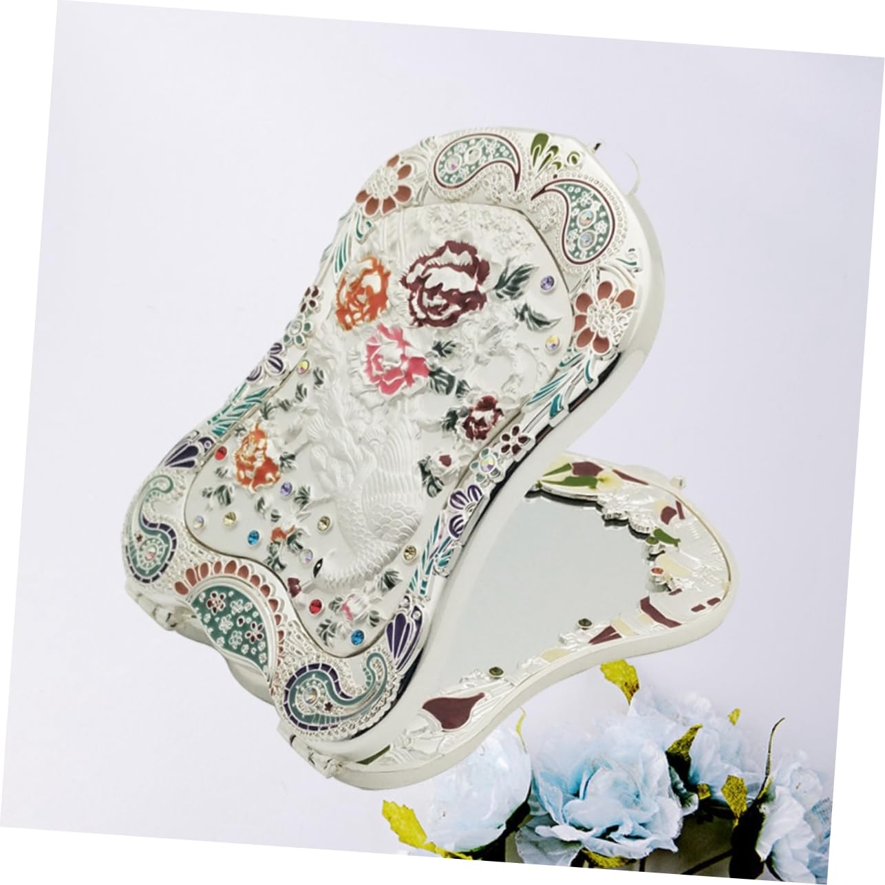 Ручное зеркало Angoily винтажная сумочка набор из 2 зеркал компактная сумочка складное зеркало антикварное зеркало для макияжа, фото №4 Ручное зеркало Angoily винтажная сумочка набор из 2 зеркал компактная сумочка складное зеркало антикварное зеркало для макияжа, фото №4