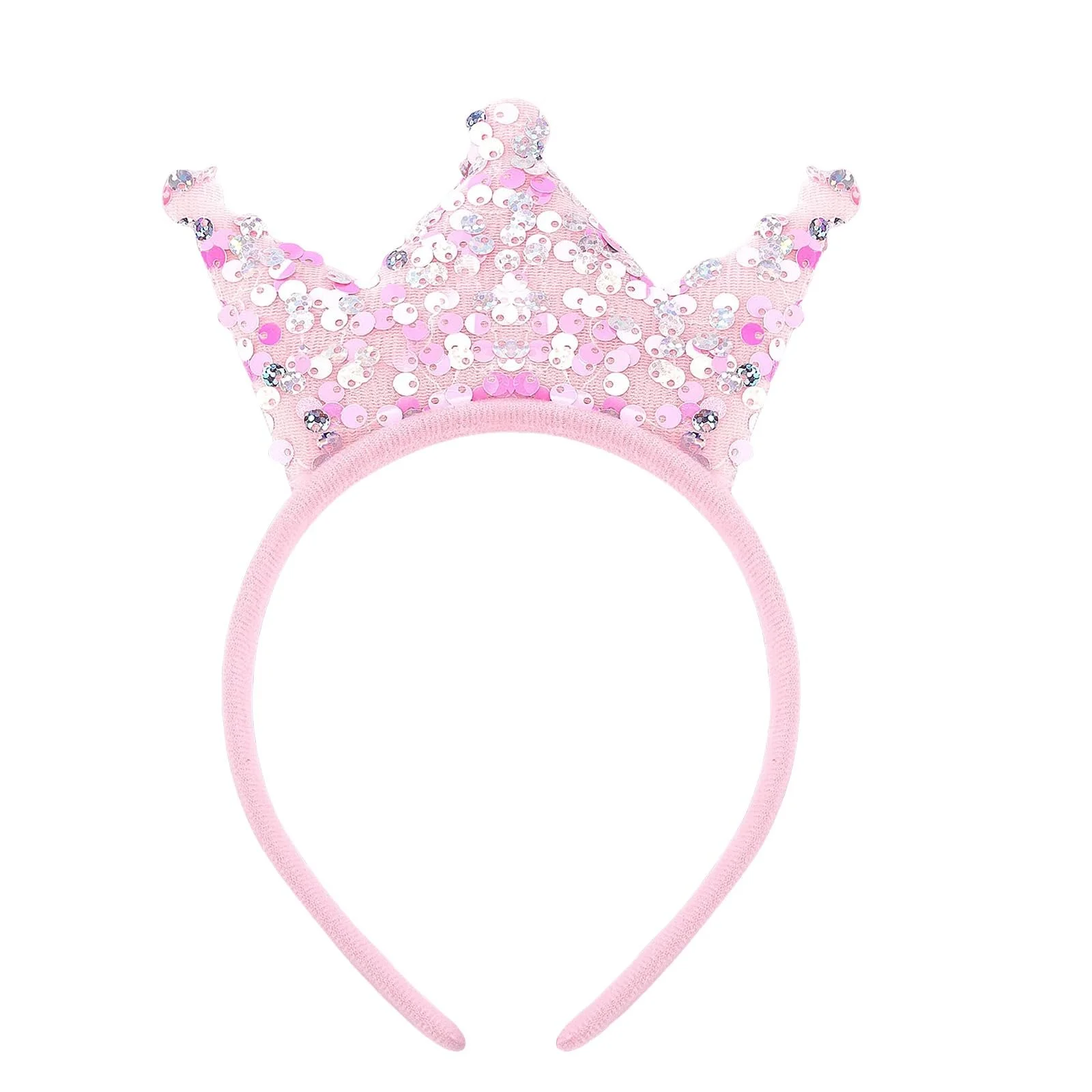 Обруч для волос Корона Блестки Розовый, фото №1