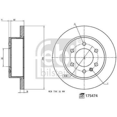 Гальмівний диск FEBI BILSTEIN 175474 для MERCEDES-BENZ задня вісь, фото №3