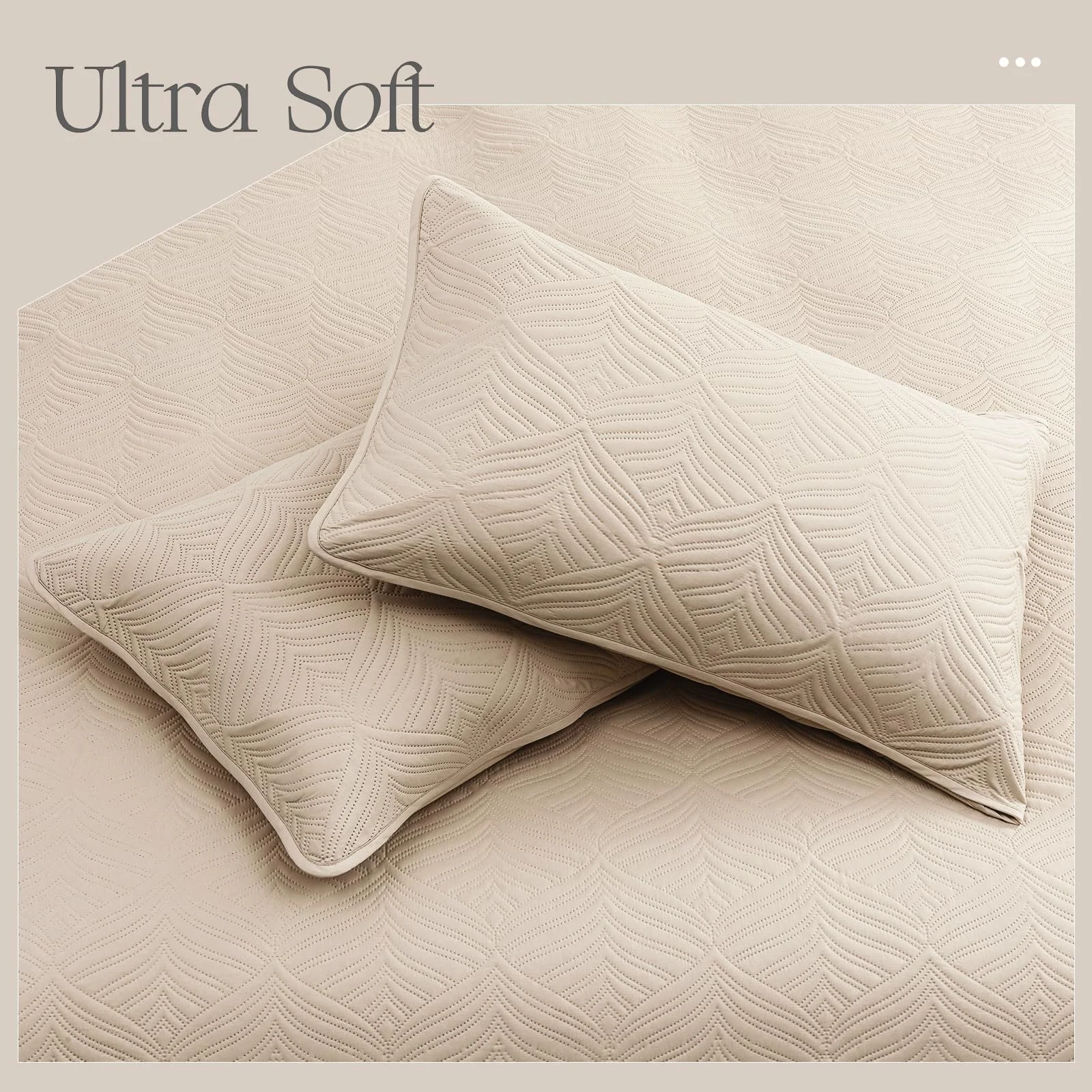 Покрывало Whale Flotilla Modern 220 x 240 см, покрывало на кровать с 2 наволочками, микрофибровое покрывало с тиснением, легкое и мягкое постельное белье на 4 сезона, бежевый, фото №3