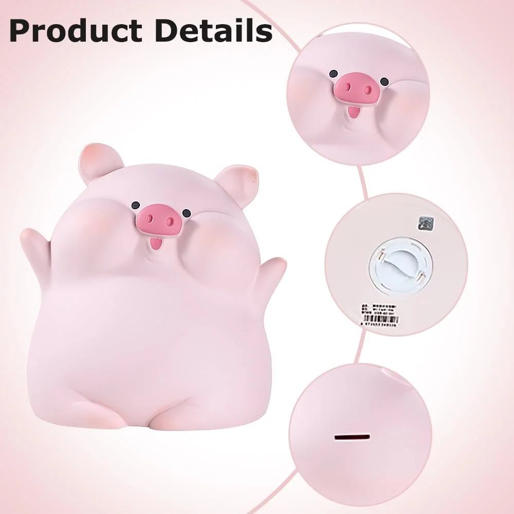 Копилка Resin Enamel Поросенок небьющаяся Розовая, фото №3