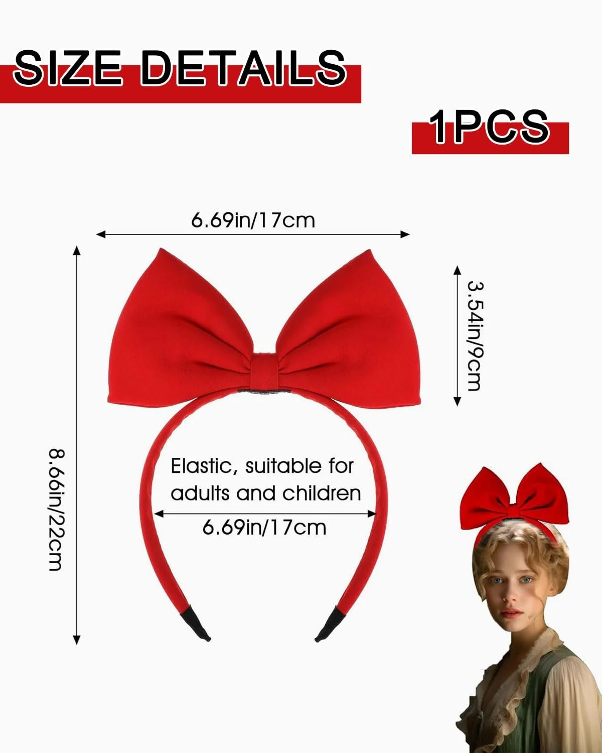 Обруч на Голову Банти Червона, фото №2