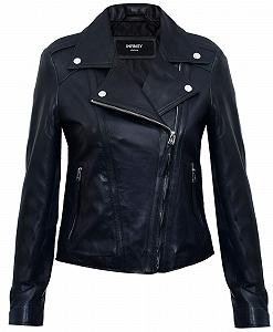 Кожаная Куртка Infinity Leather Мотоциклист Приталенная Модная Черная - Фото 1
