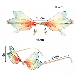 Сонцезахисні окуляри Без оправи FANTESI Dragonfly Жіночі Метелик Барвисті, 2 шт synthetic.ua - Фото 1