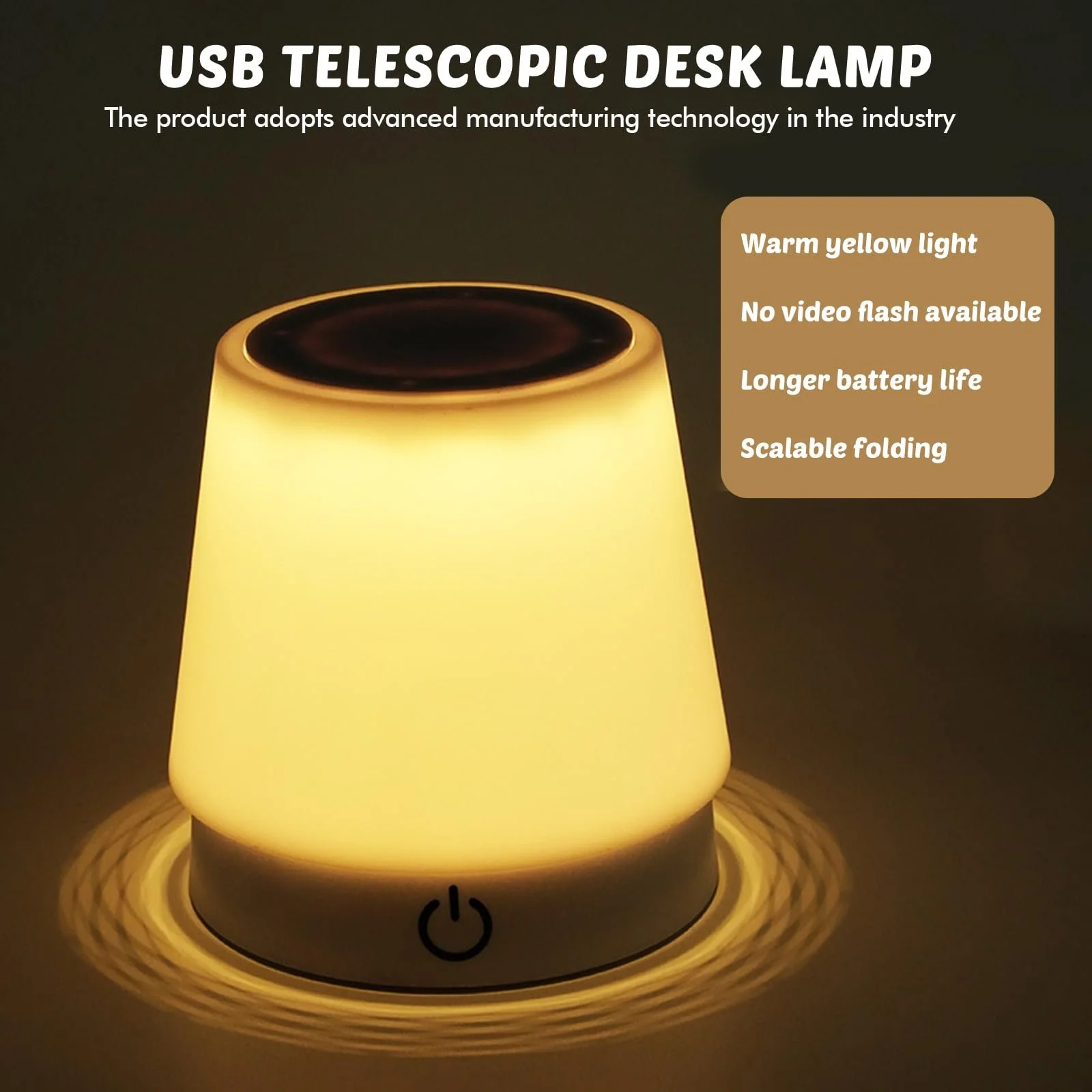 Настільна світлодіодна лампа акумуляторна USB телескопічна бездротова сенсорна (набір 2 шт) тепле біле світло, фото №5