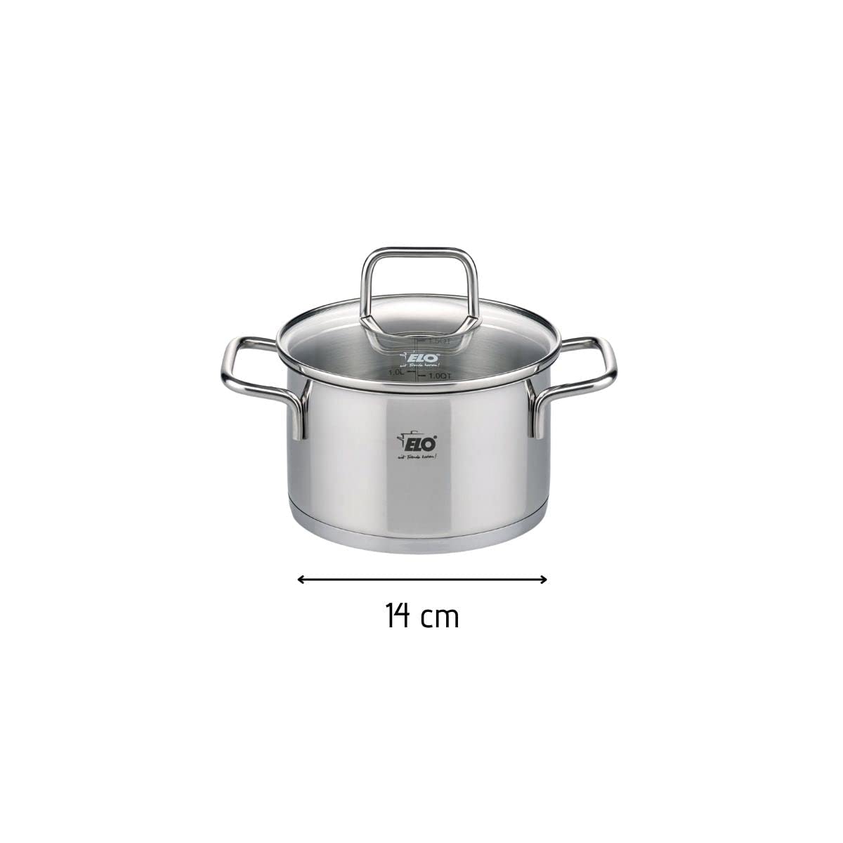 Каструля Elo 7241426 Нержавіюча Сталь Сірою Кришкою Скло 1.2 л Сумісна з Усіма Плитами 14 x 9.5 см Сірий, фото №3